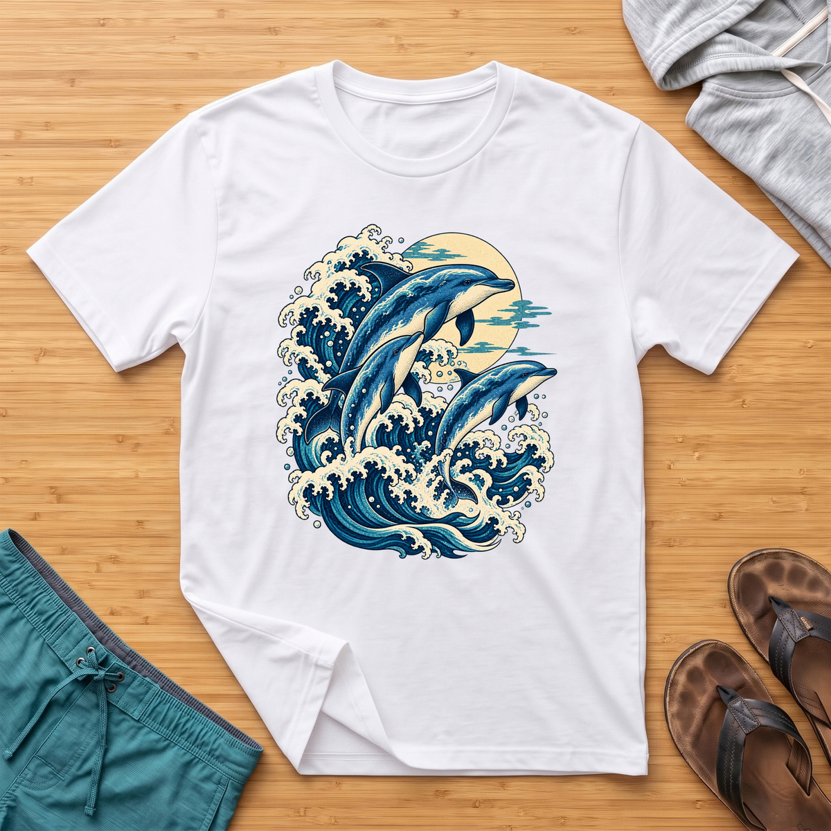 Japanese Inspired Dolphins T-Shirt