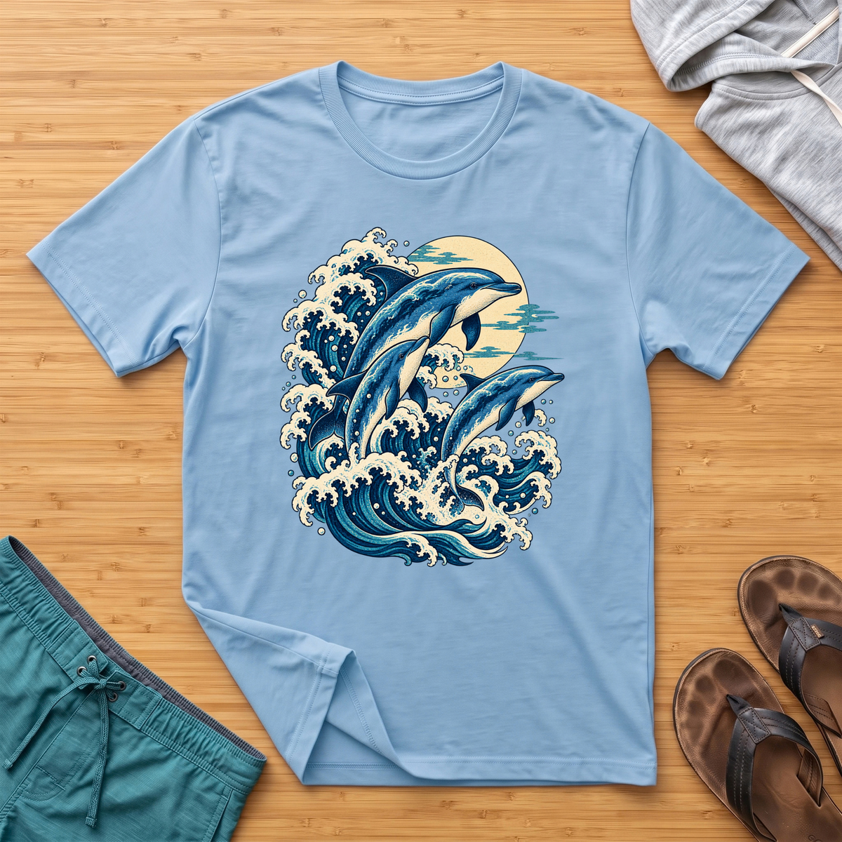 Japanese Inspired Dolphins T-Shirt