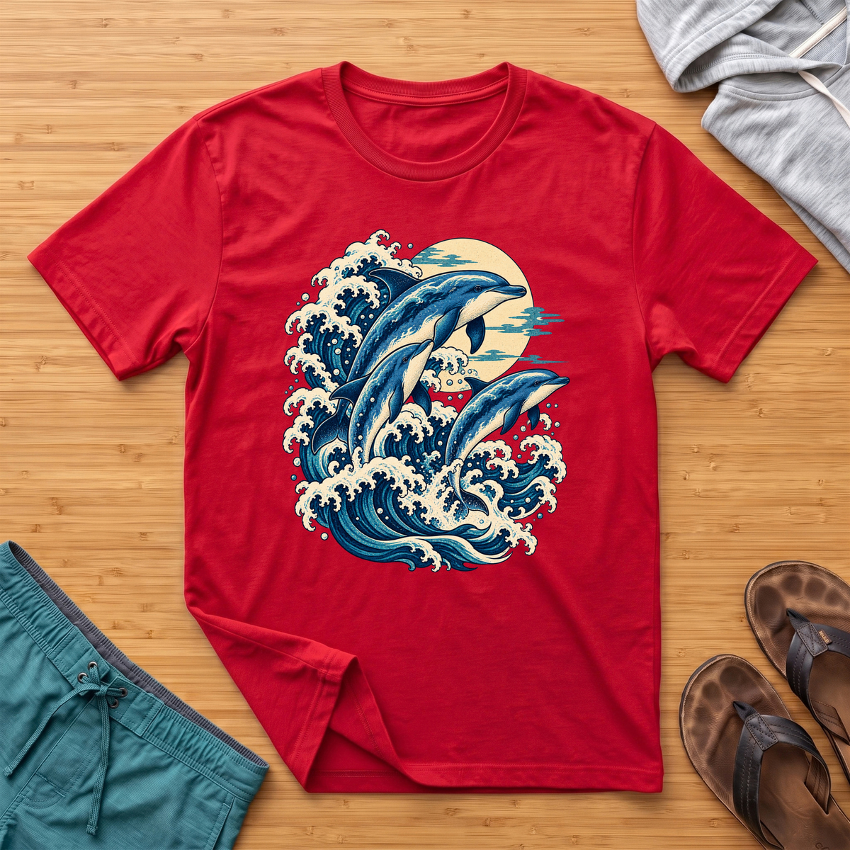 Japanese Inspired Dolphins T-Shirt