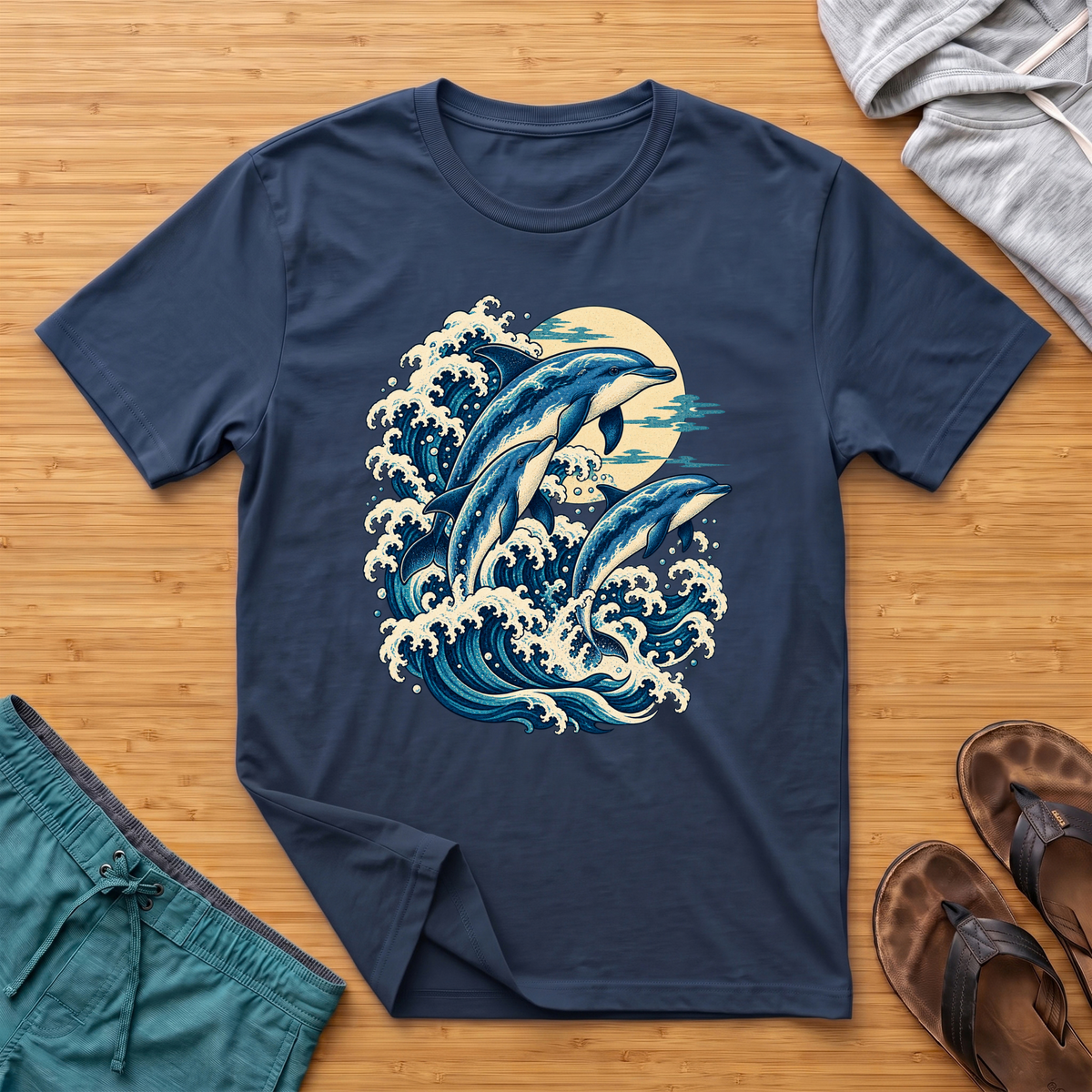 Japanese Inspired Dolphins T-Shirt