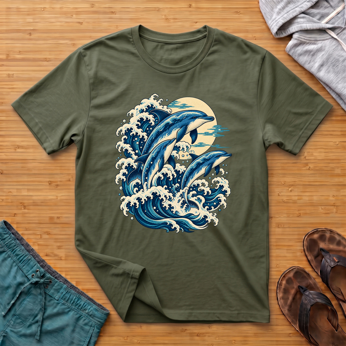 Japanese Inspired Dolphins T-Shirt