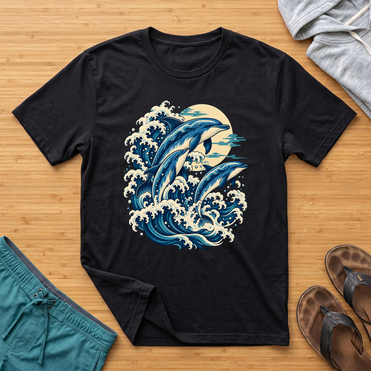 Japanese Inspired Dolphins T-Shirt